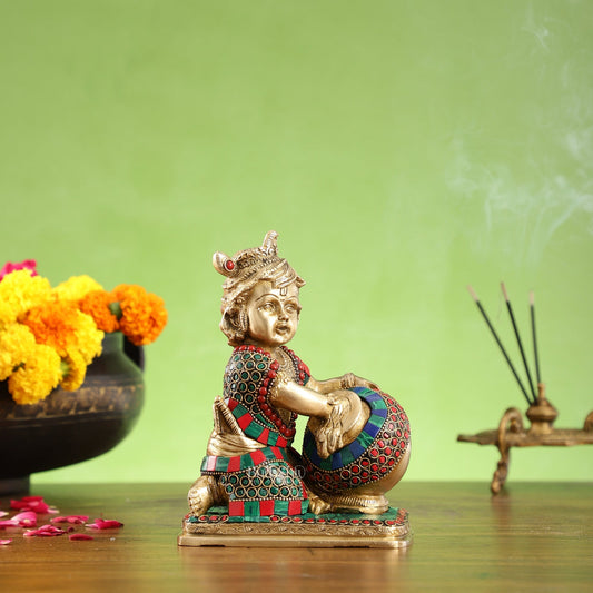 Brass Bal Gopal krishna Makhan Chor 7"