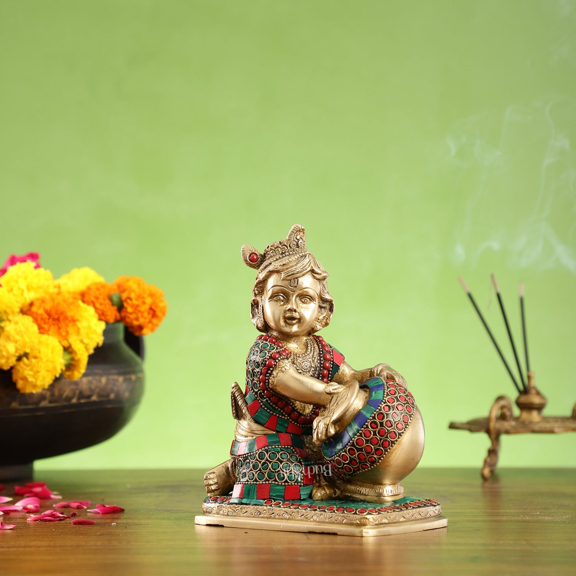 Brass Bal Gopal krishna Makhan Chor 7"