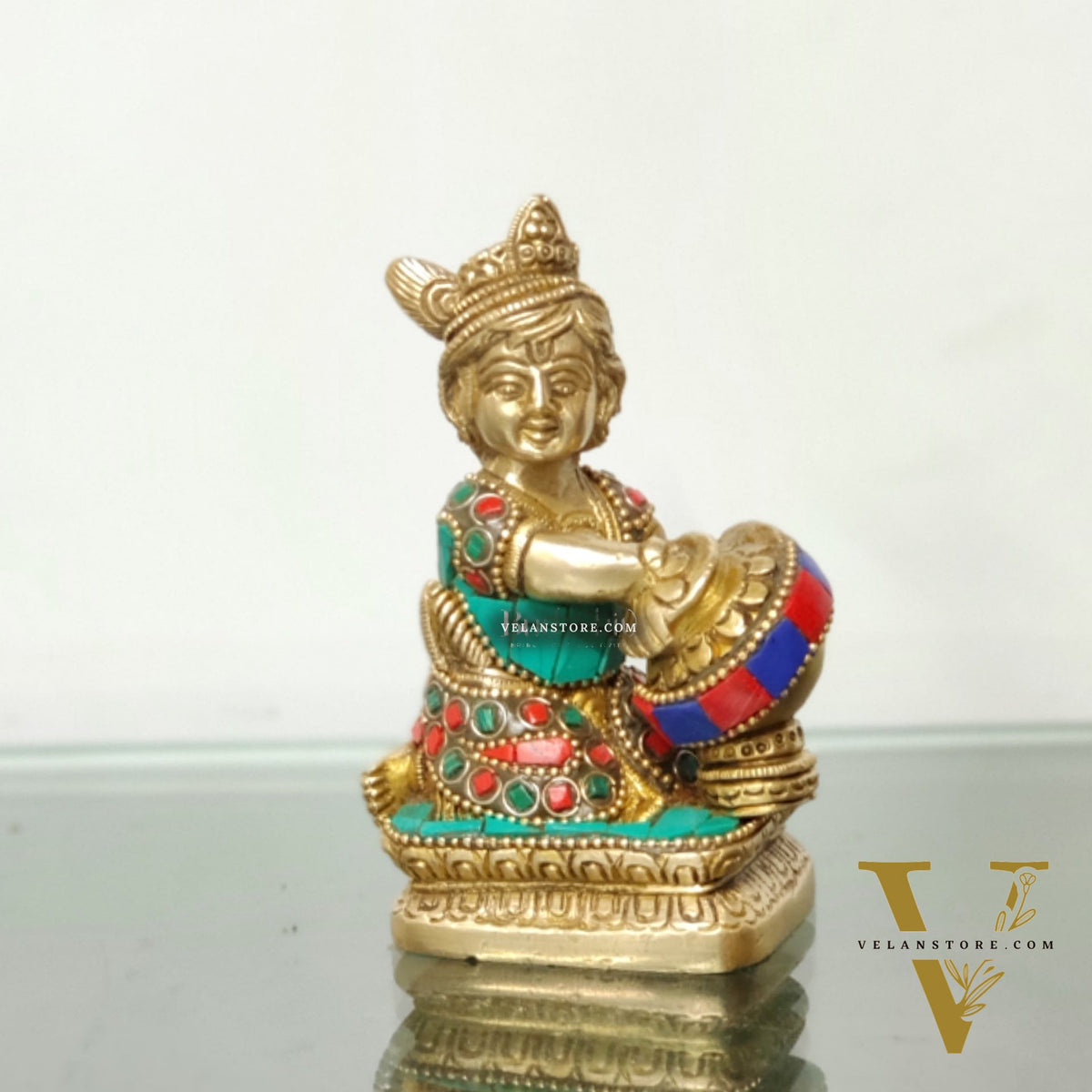 Brass Bal Gopal Makhan Chor 5"