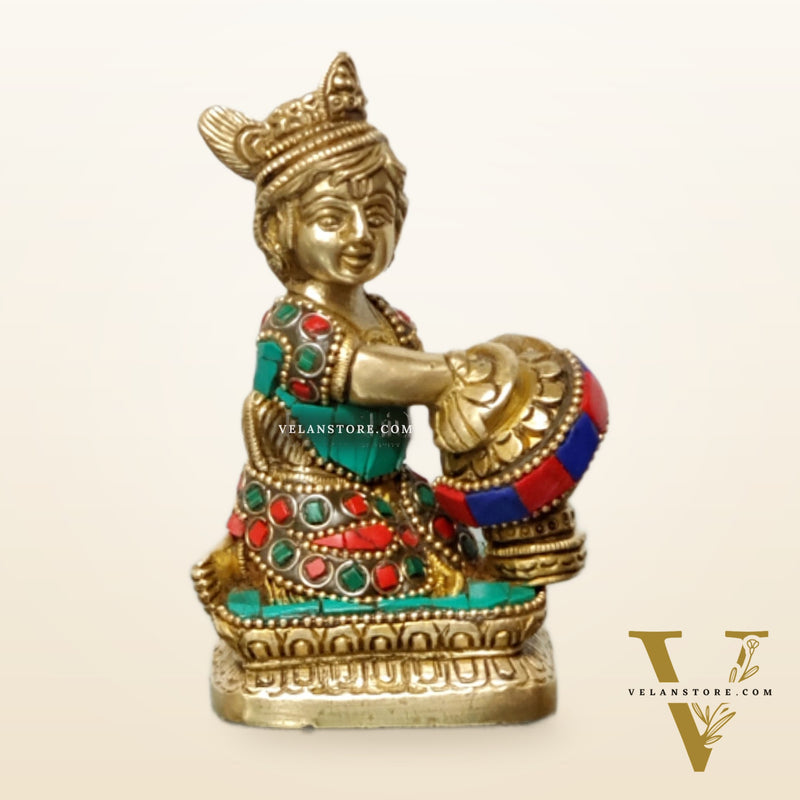 Brass Bal Gopal Makhan Chor 5"