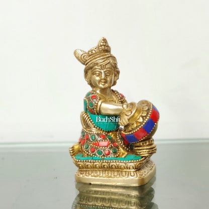 Brass Bal Gopal Makhan Chor 5"