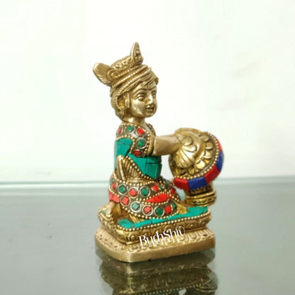 Brass Bal Gopal Makhan Chor 5"