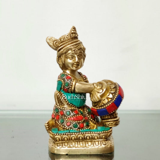 Brass Bal Gopal Makhan Chor 5"