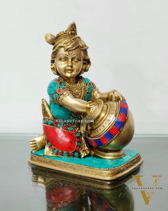 Brass Bal Gopal Makhan Chor 7"