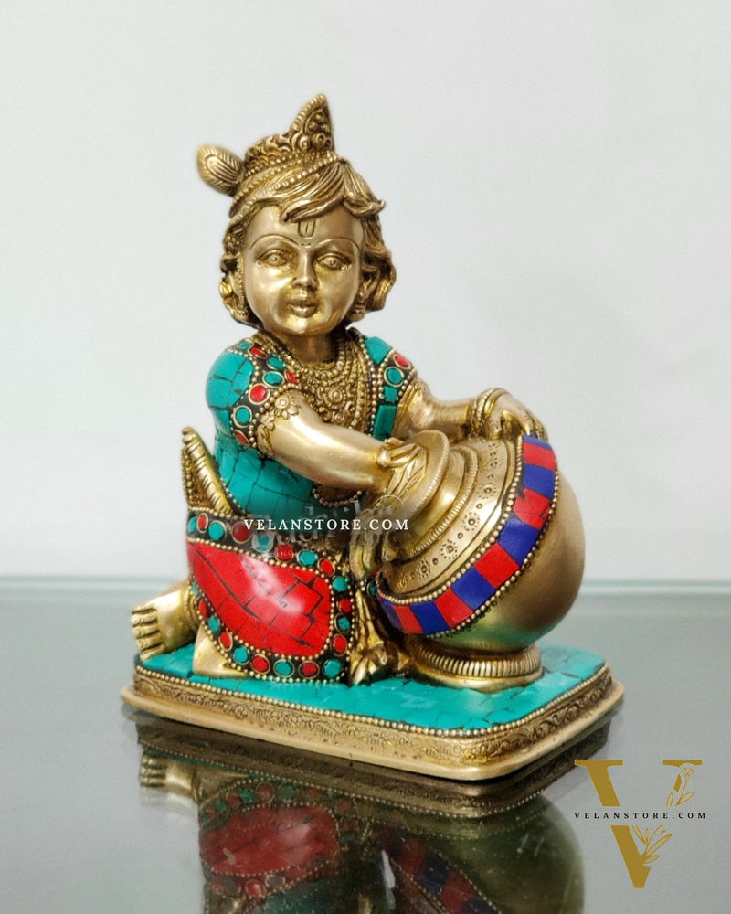 Brass Bal Gopal Makhan Chor 7"