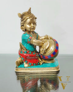 Brass Bal Gopal Makhan Chor 7"