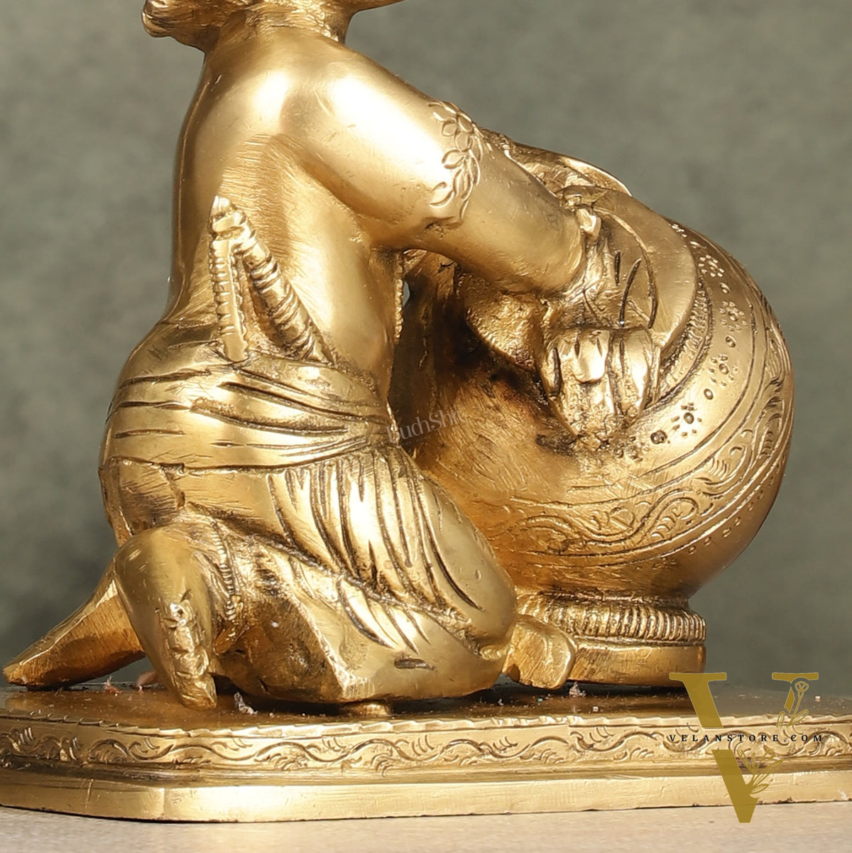 Brass Bal Gopal Makhan Chor - 7 inches | Divine Lord Krishna Idol