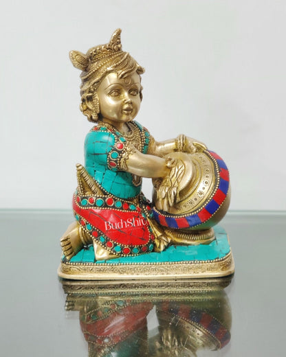 Brass Bal Gopal Makhan Chor 7"