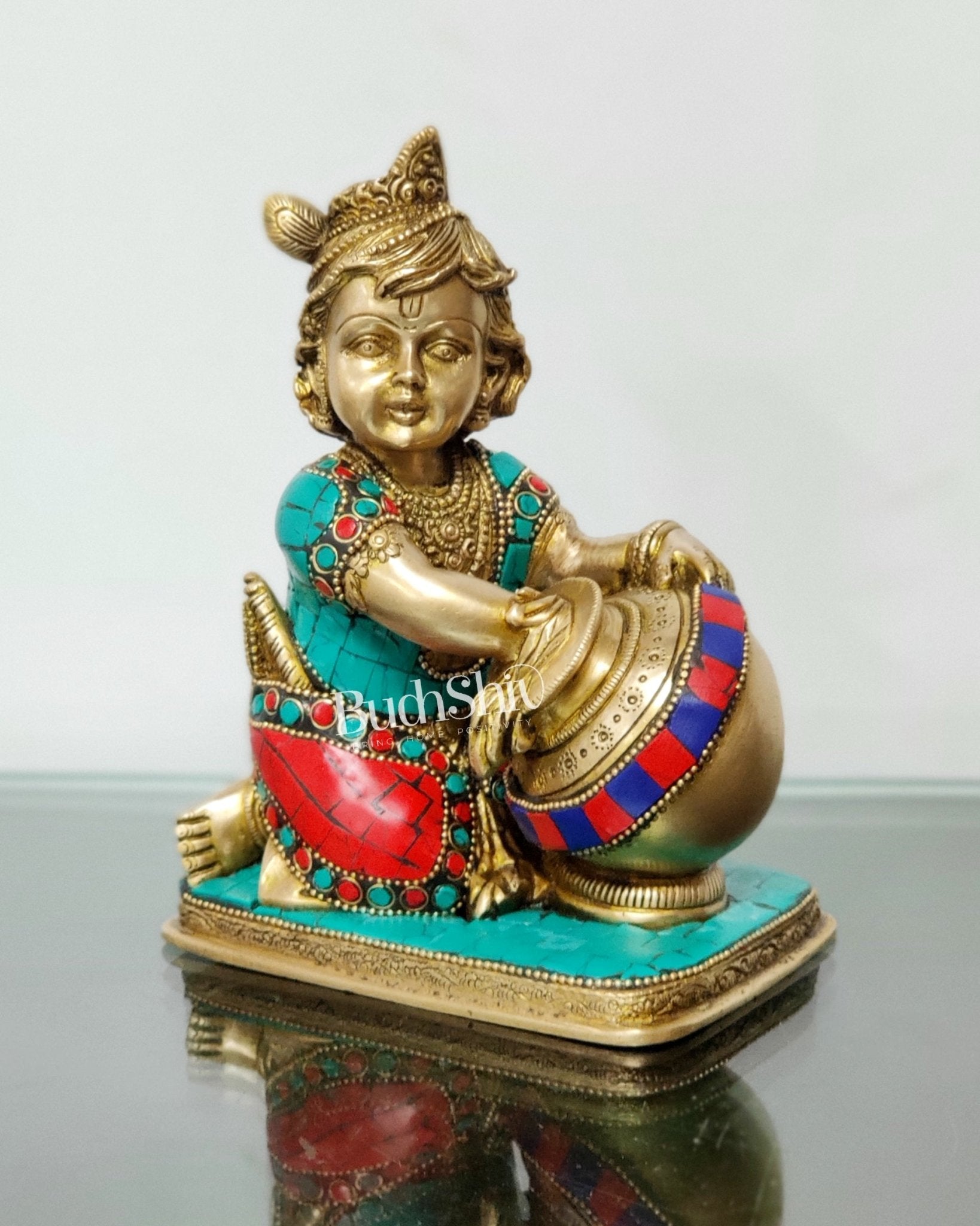 Brass Bal Gopal Makhan Chor 7"