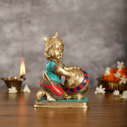 Brass Bal Gopal Makhan Chor 7"