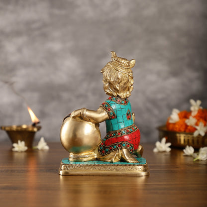 Brass Bal Gopal Makhan Chor 7"