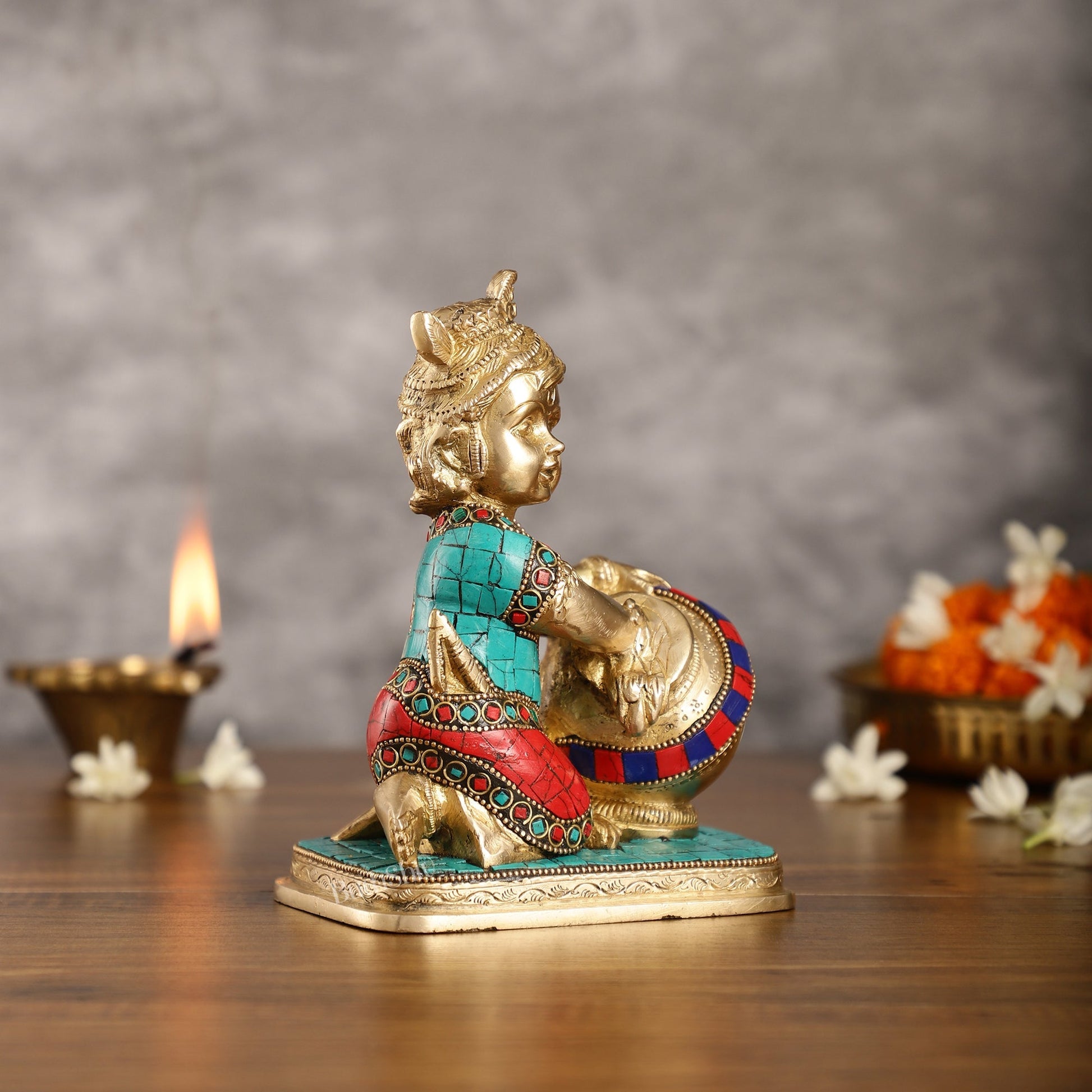Brass Bal Gopal Makhan Chor 7"
