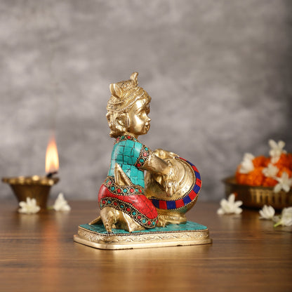 Brass Bal Gopal Makhan Chor 7"
