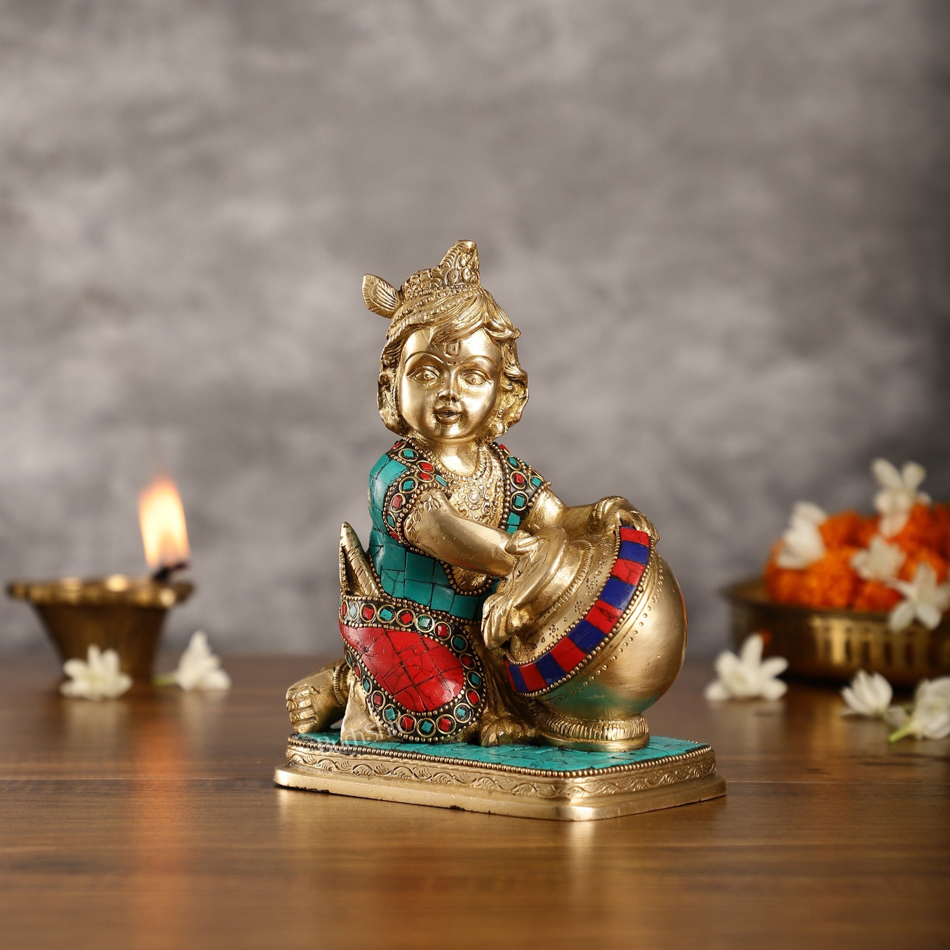 Brass Bal Gopal Makhan Chor 7"