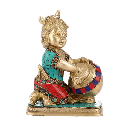Brass Bal Gopal Makhan Chor 7"