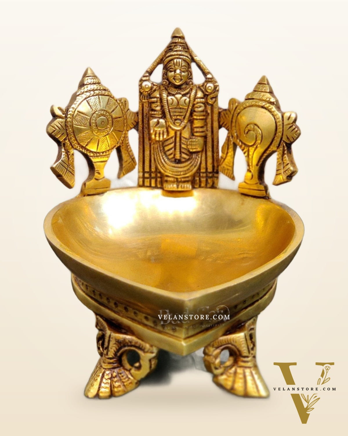 Brass Balaji Shankh Chakra Lamp 5"