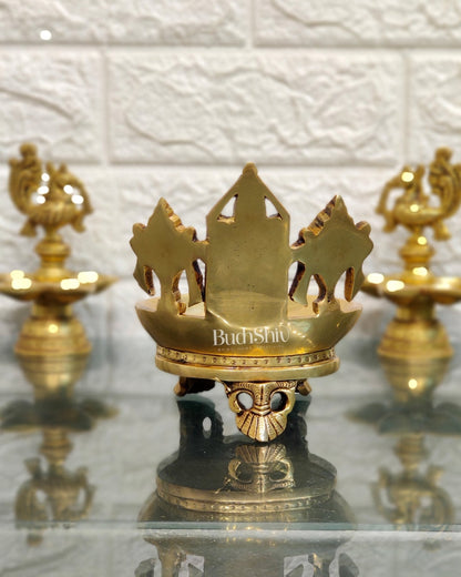 Brass Balaji Shankh Chakra Lamp 5"