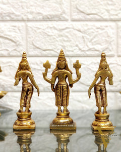 Brass Balaji with Bhudevi and Sridevi 5"