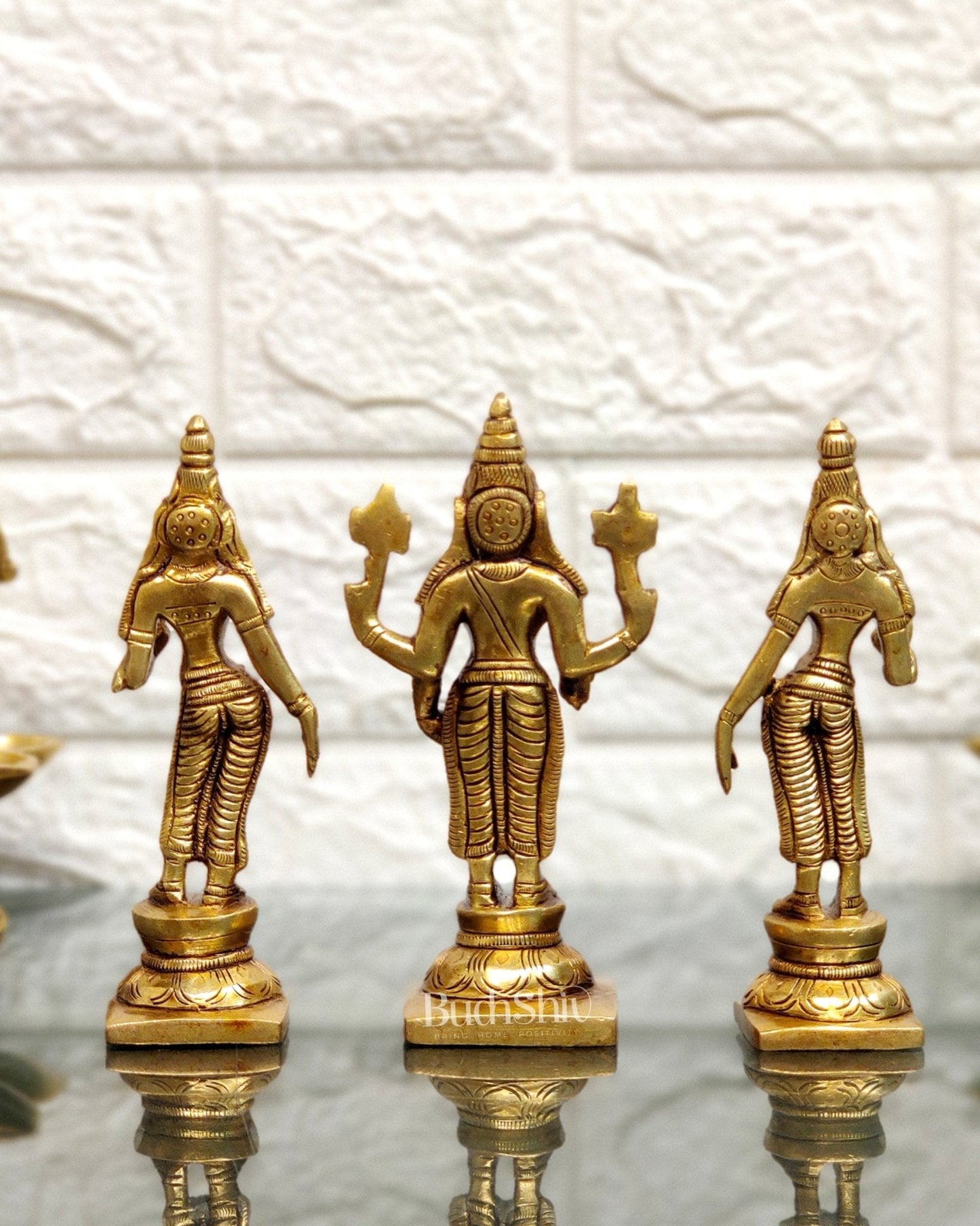 Brass Balaji with Bhudevi and Sridevi 5"