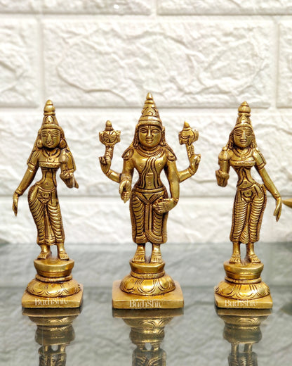Brass Balaji with Bhudevi and Sridevi 5"
