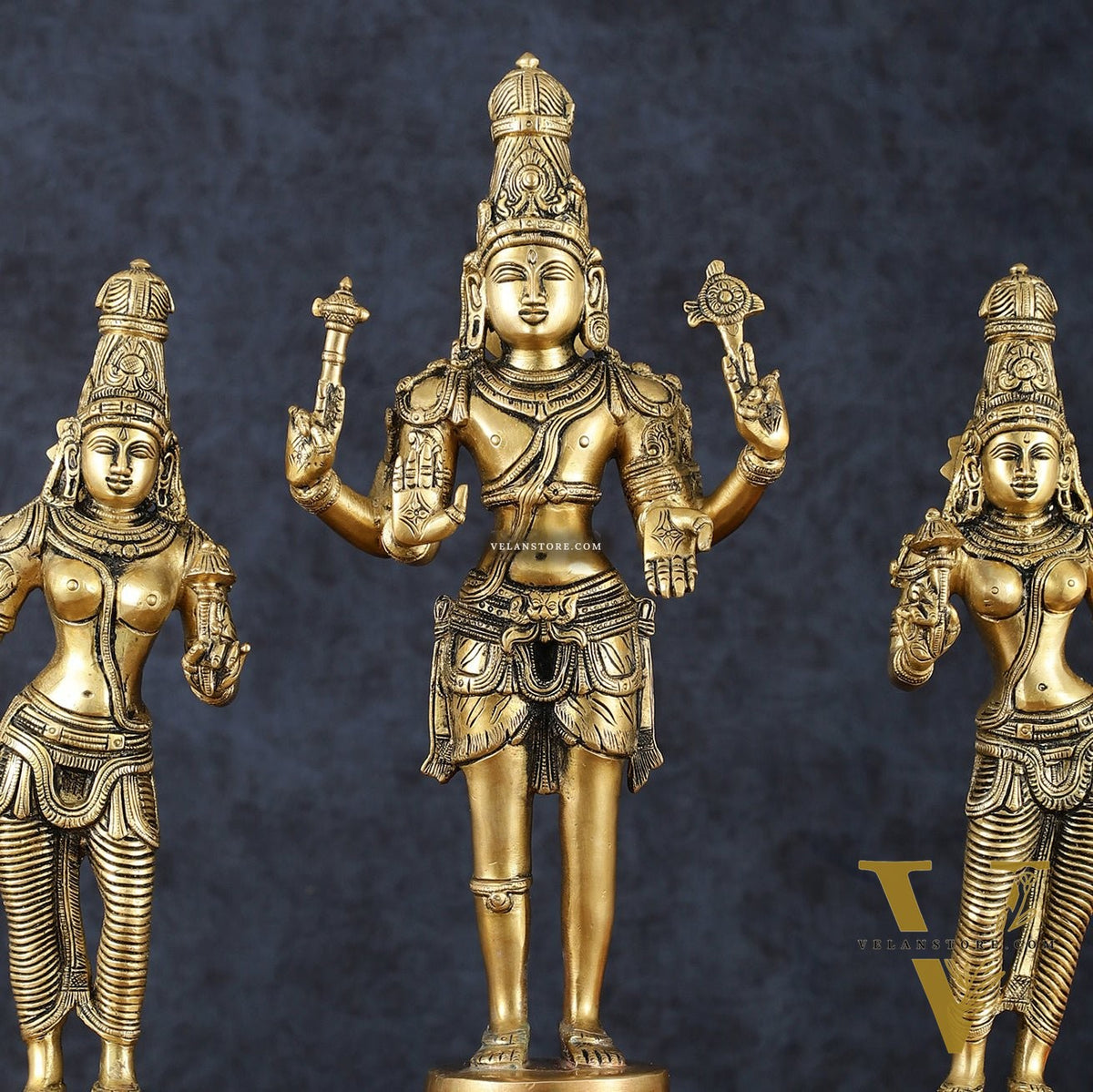 Brass Bhagawan Hari-Hara with Lakshmi and Parvati Ji – Handcrafted, 16.5"