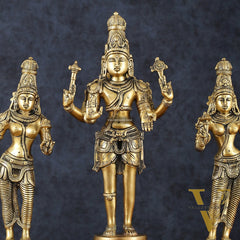 Brass Bhagawan Hari-Hara with Lakshmi and Parvati Ji – Handcrafted, 16.5"