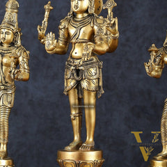 Brass Bhagawan Hari-Hara with Lakshmi and Parvati Ji – Handcrafted, 16.5"