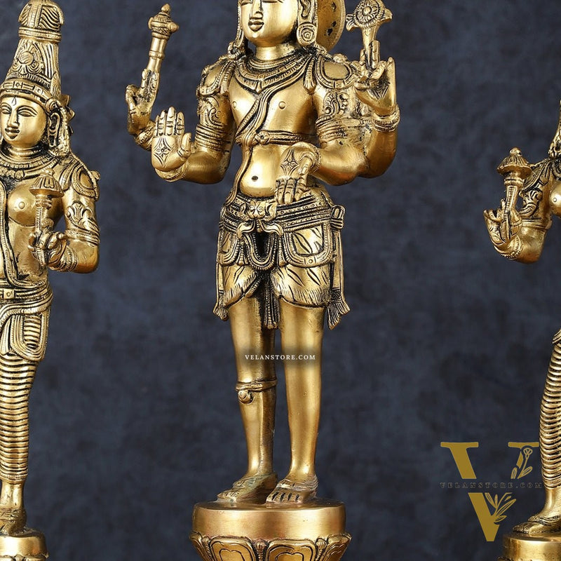 Brass Bhagawan Hari-Hara with Lakshmi and Parvati Ji – Handcrafted, 16.5"