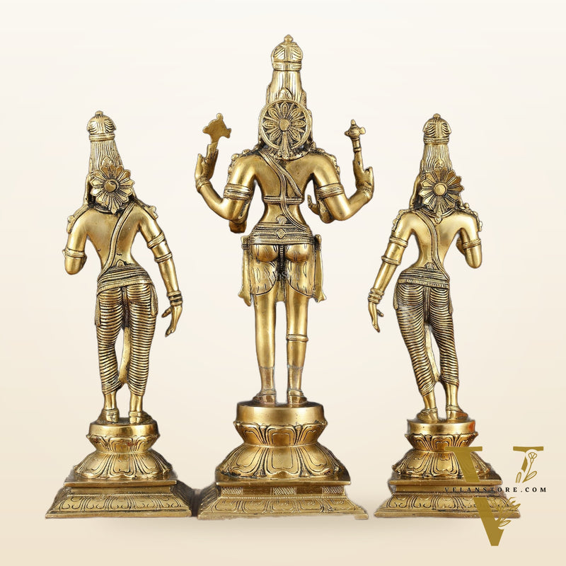 Brass Bhagawan Hari-Hara with Lakshmi and Parvati Ji – Handcrafted, 16.5"