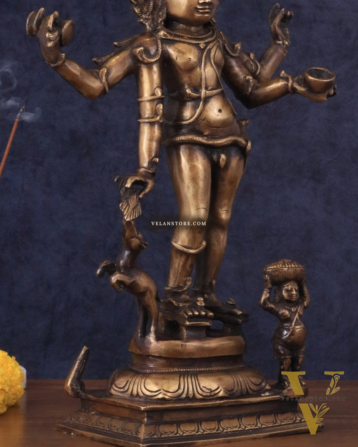 Brass Bhikshatana Kaal Bhairava Shiva Idol - 15" vintage