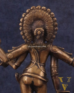 Brass Bhikshatana Kaal Bhairava Shiva Idol - 15" vintage