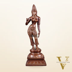 Brass Bhoga shakti Devi Uma Parvati Idol | 10 Inch Dark brown