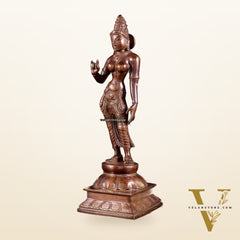 Brass Bhoga shakti Devi Uma Parvati Idol | 10 Inch Dark brown