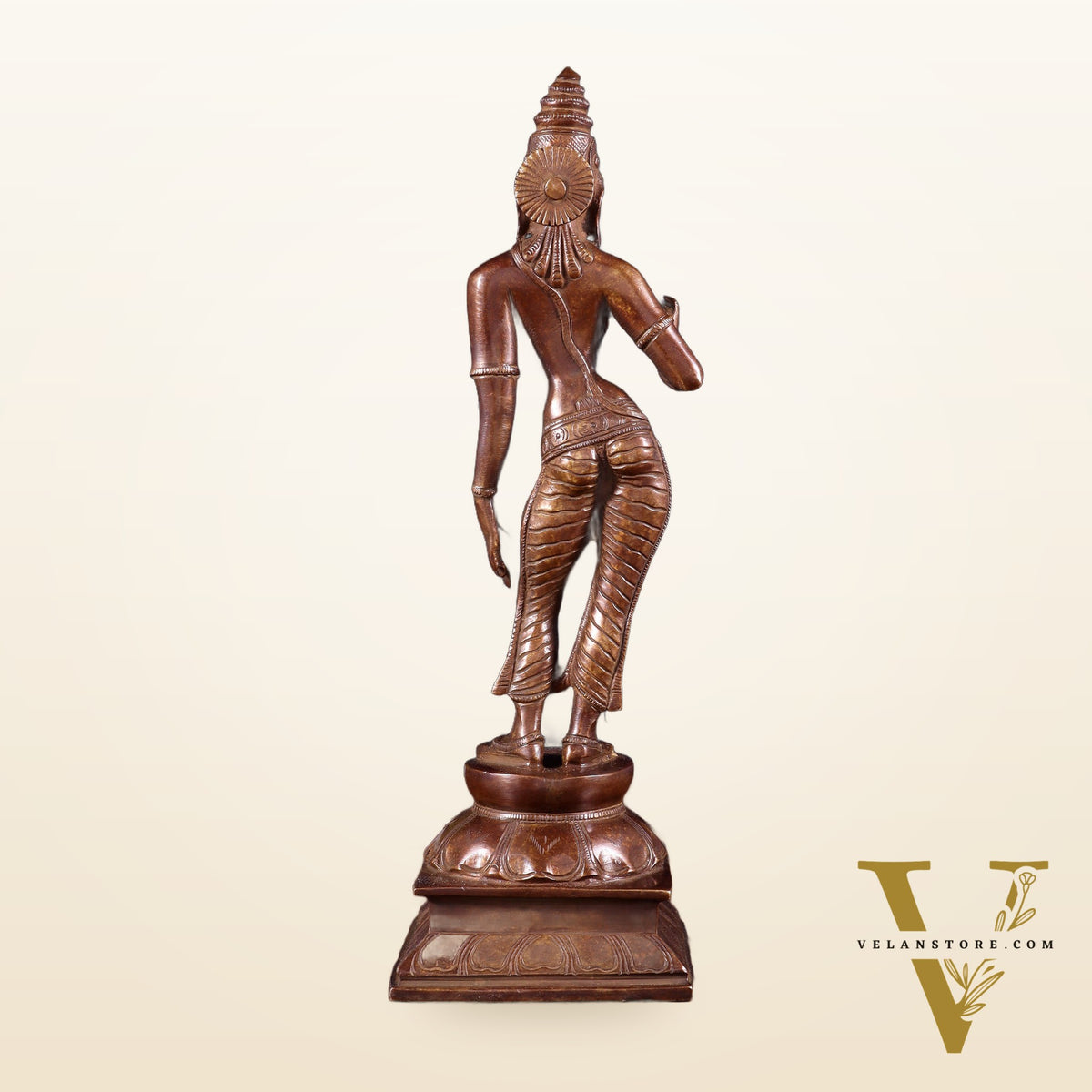 Brass Bhoga shakti Devi Uma Parvati Idol | 10 Inch Dark brown