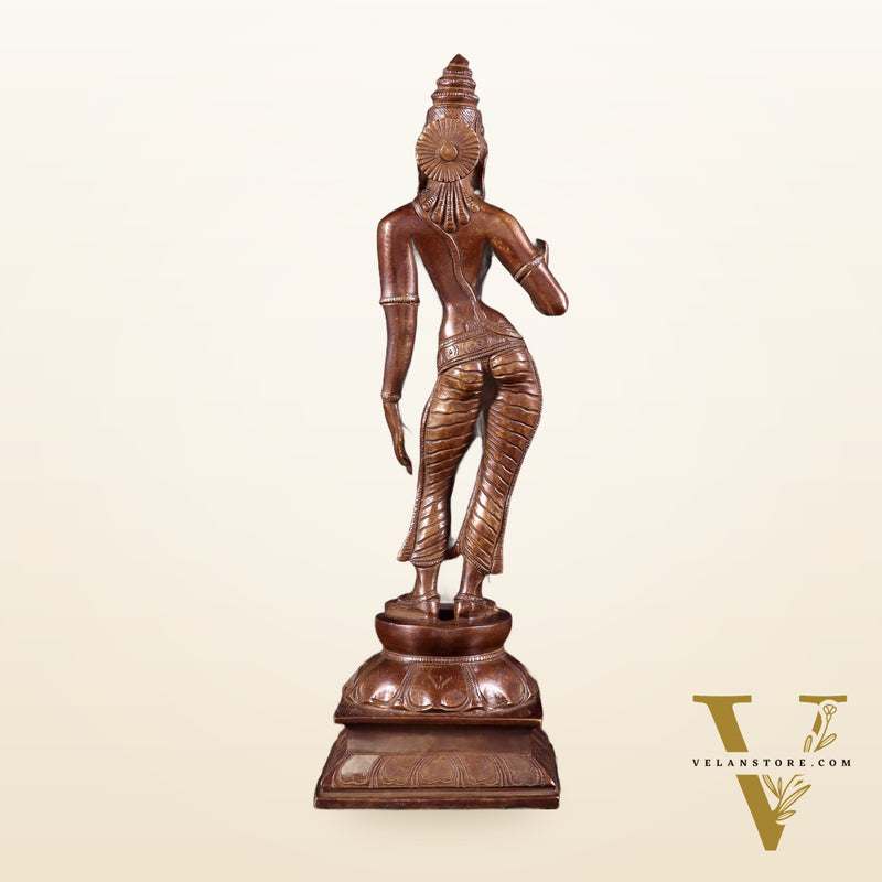 Brass Bhoga shakti Devi Uma Parvati Idol | 10 Inch Dark brown