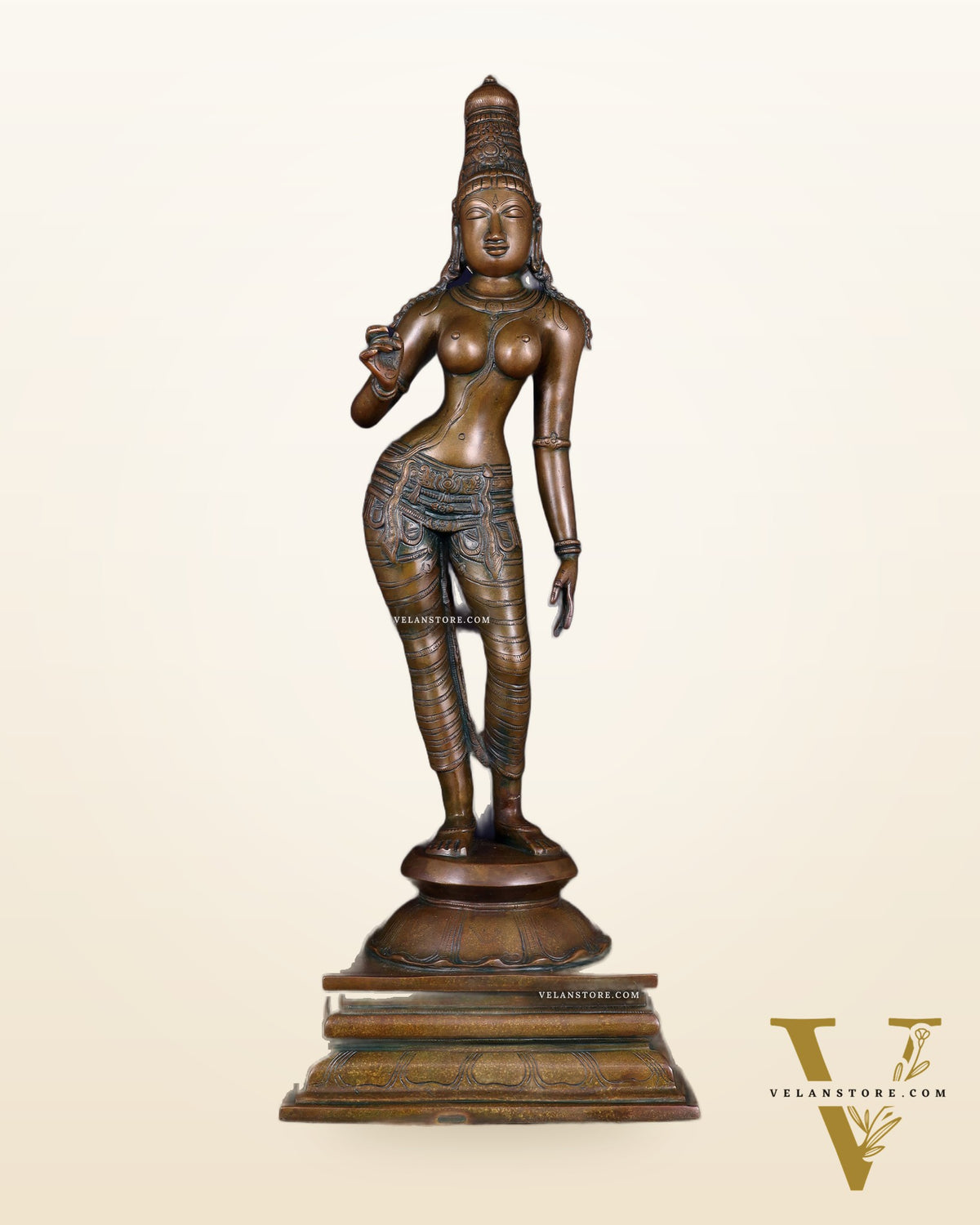 Brass Bhoga Shakti Goddess Uma Parvati (Sivagami) Statue – 23.6”