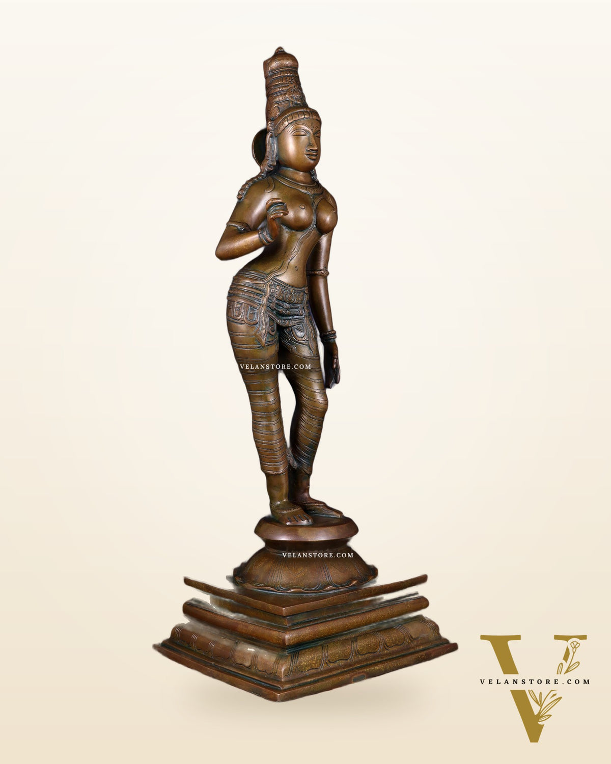 Brass Bhoga Shakti Goddess Uma Parvati (Sivagami) Statue – 23.6”