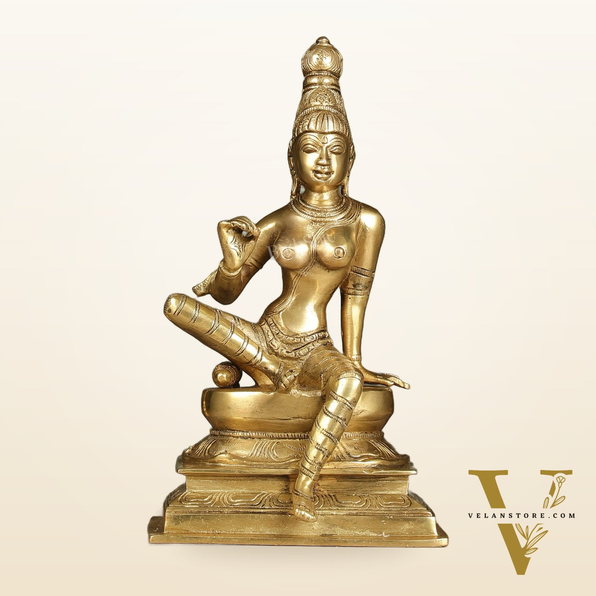 Brass Bhoga Shakti Parvati Idol 9"
