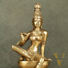 Brass Bhoga Shakti Parvati Idol 9"