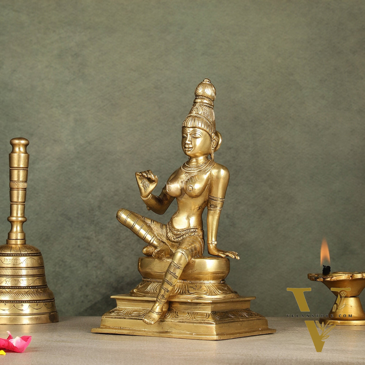 Brass Bhoga Shakti Parvati Idol 9"