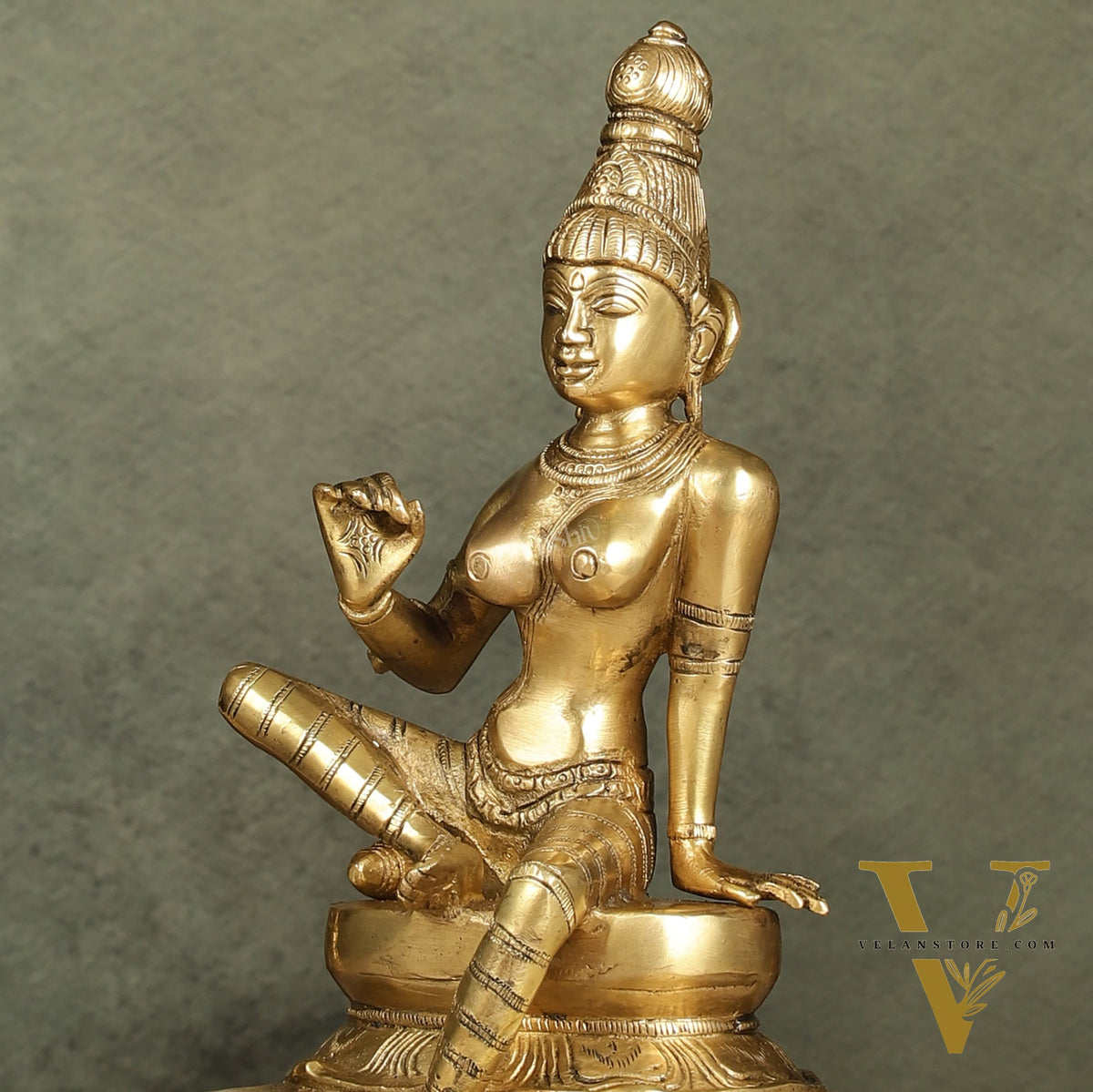 Brass Bhoga Shakti Parvati Idol 9"