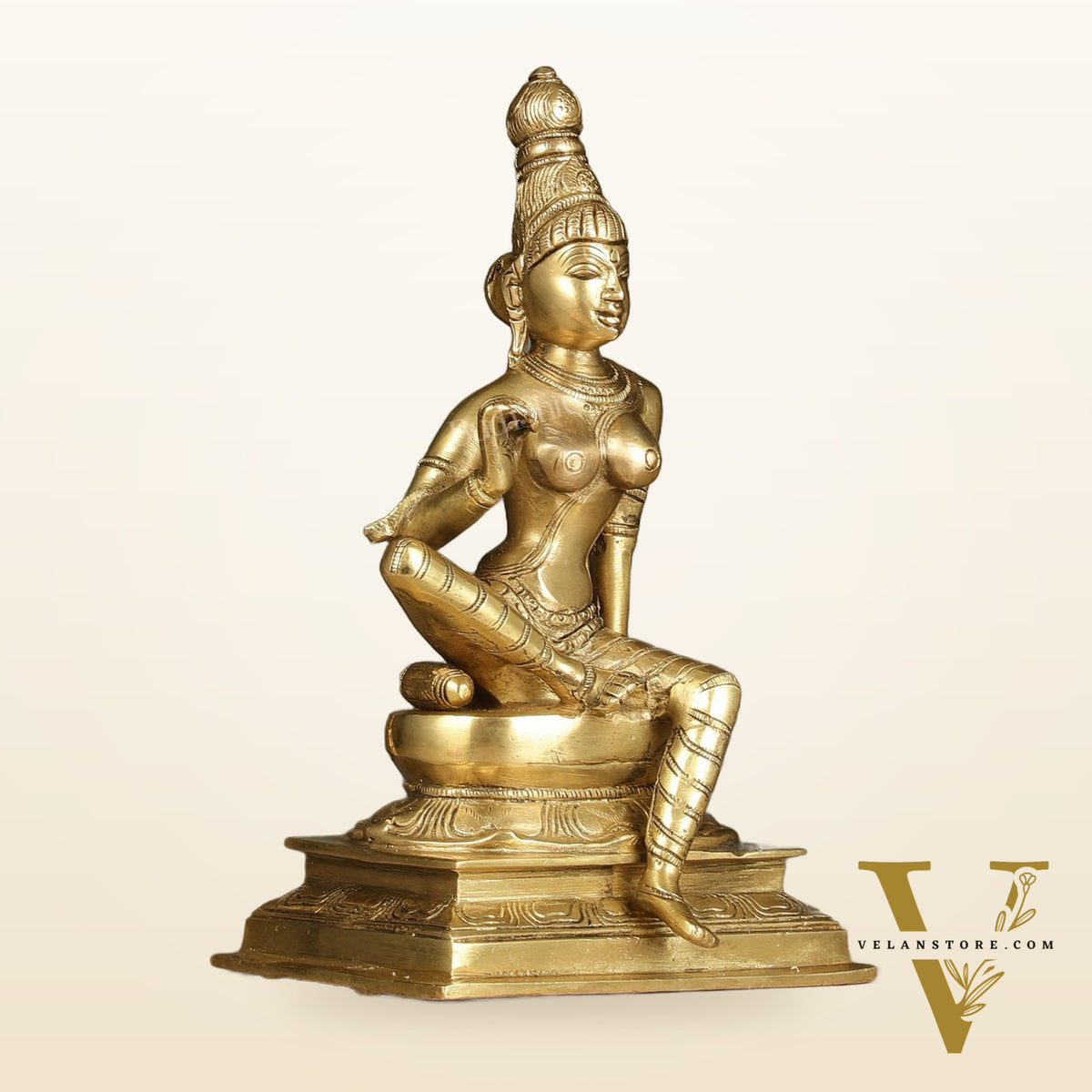 Brass Bhoga Shakti Parvati Idol 9"