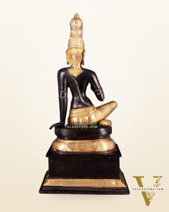 Brass Bhoga Shakti Seated Parvati Uma Devi Sculpture | Height: 20.5 inch black edition