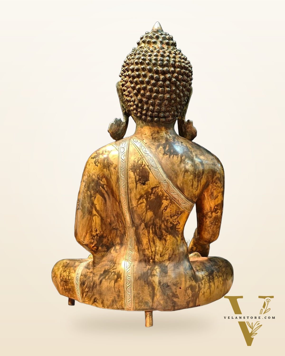 Brass Bhumisparsha Buddha in Nirvana | Super Antique Tone | 21" Height | 16 kg"