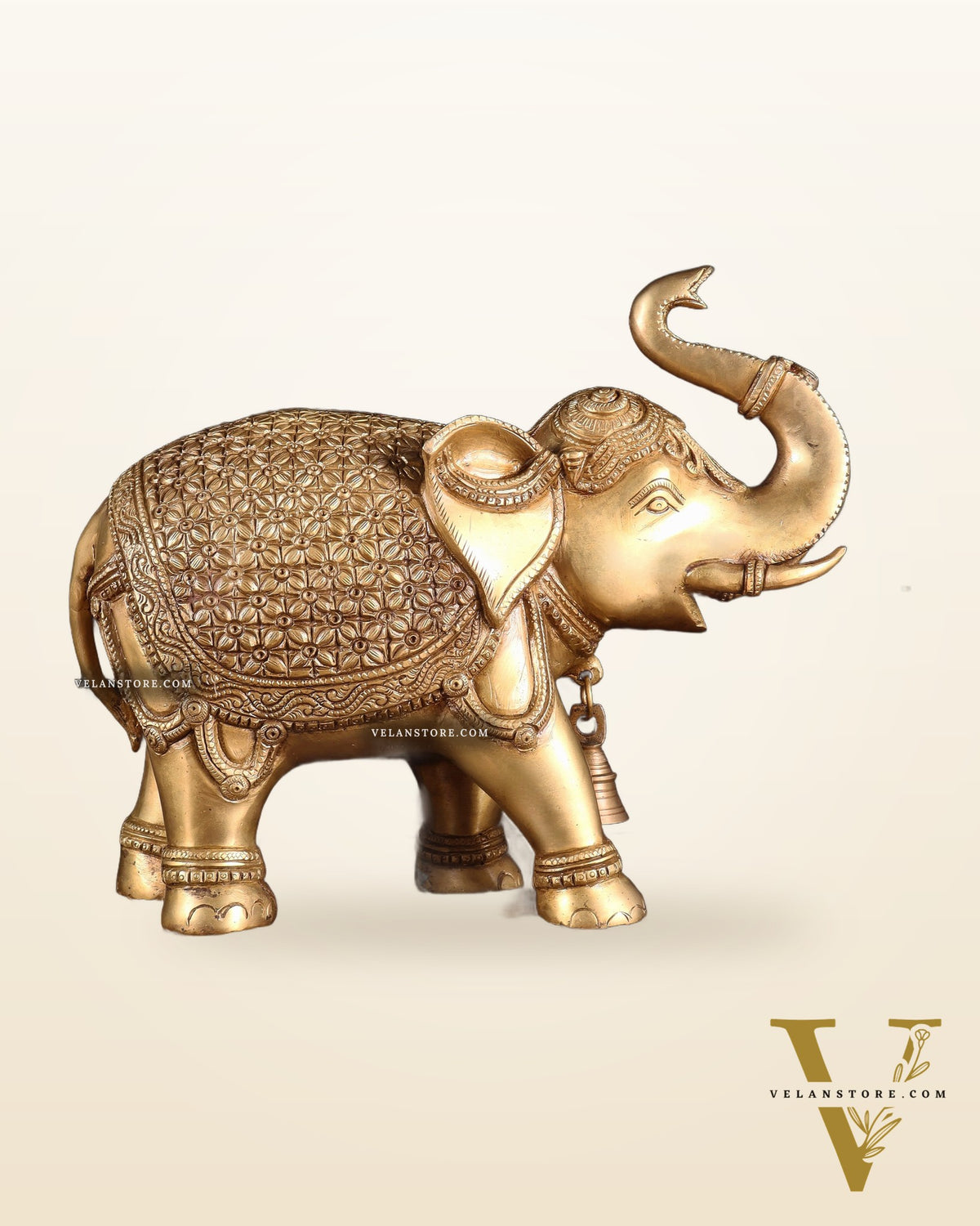 Brass big Elephant with trunk up statue 11"