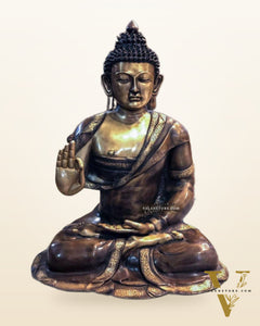 Brass Big-Size Buddha Statue with Abhaya Mudra | 36" Tall