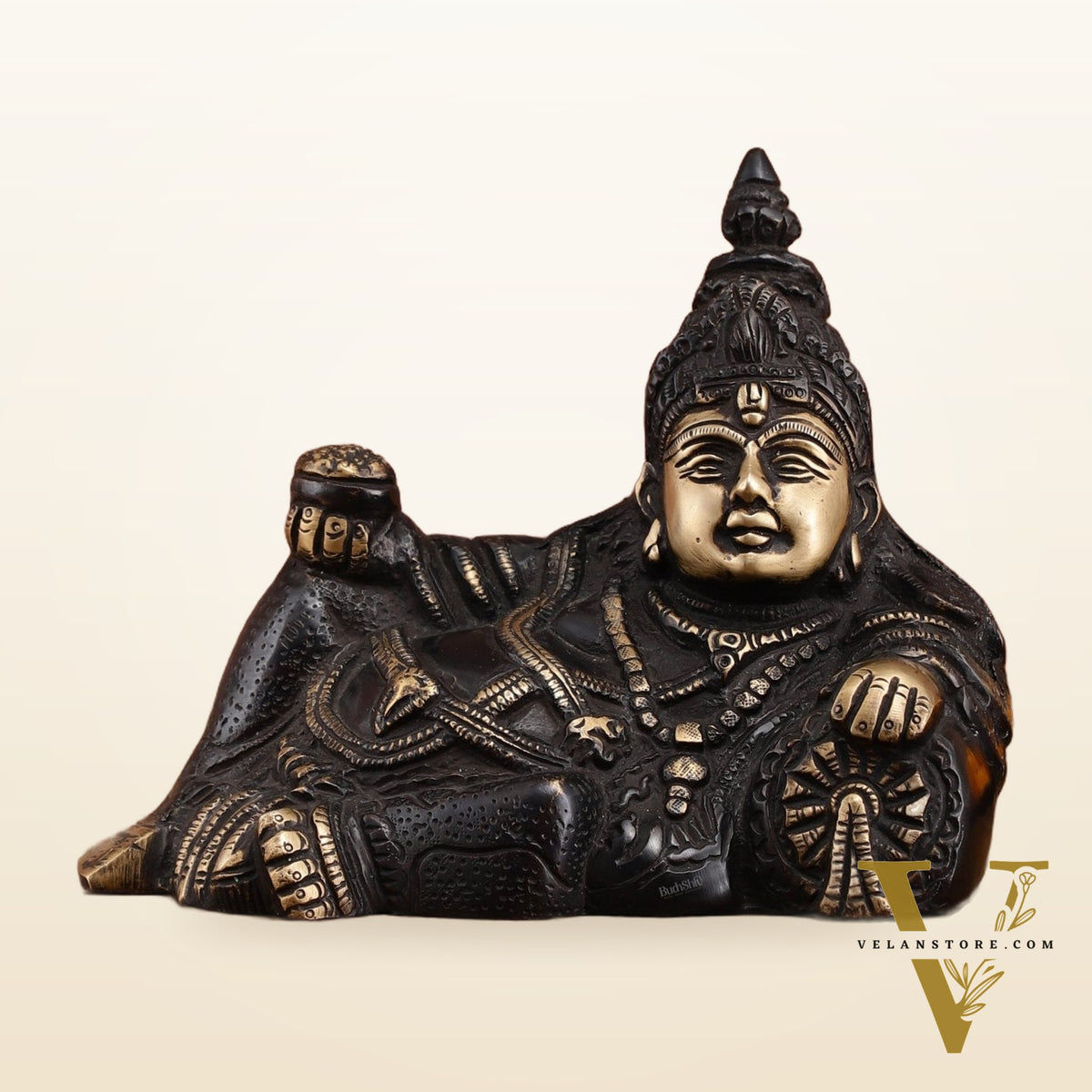 Brass black Resting Kuber Idol 6 inch