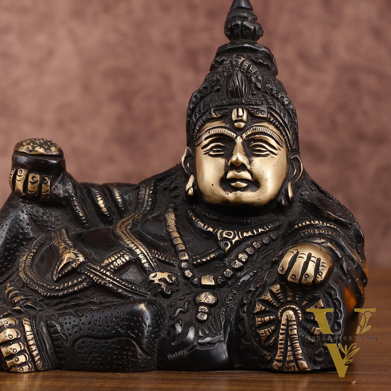 Brass black Resting Kuber Idol 6 inch