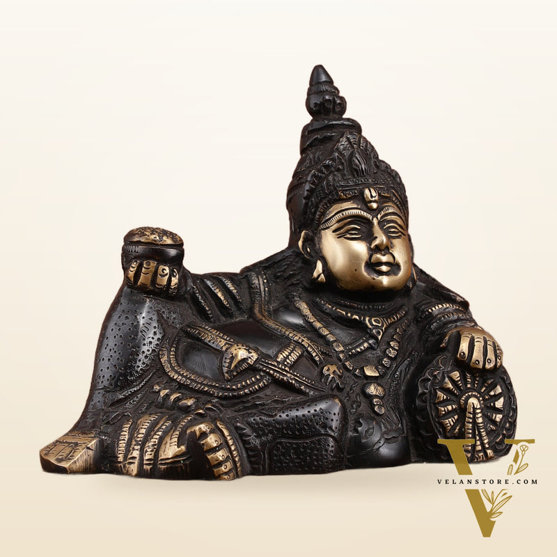 Brass black Resting Kuber Idol 6 inch
