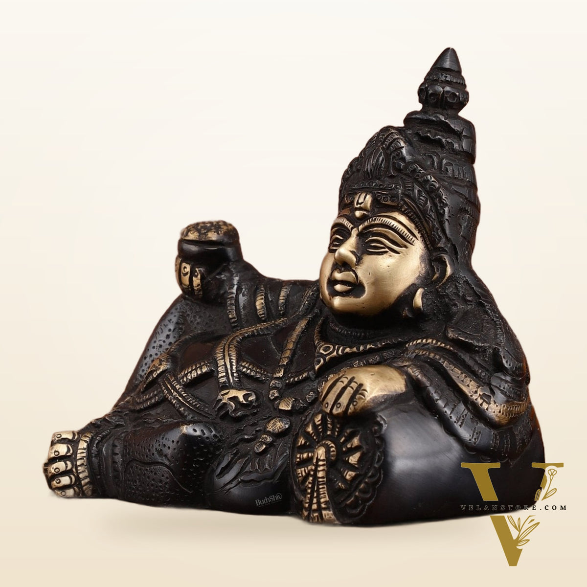 Brass black Resting Kuber Idol 6 inch